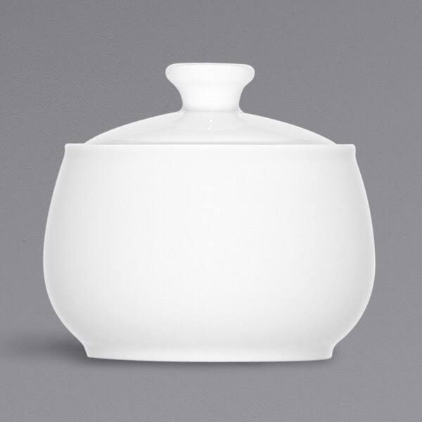 Bright White Porcelain Sugar Bowl with Lid - 12/Case G73997