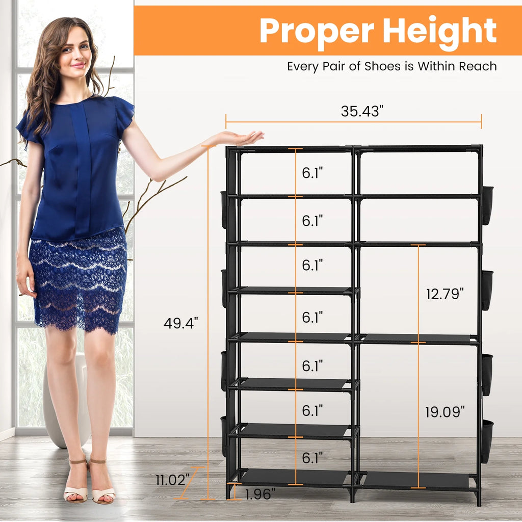Black 8 Tier Metal Shoe Storage Shelf V86535