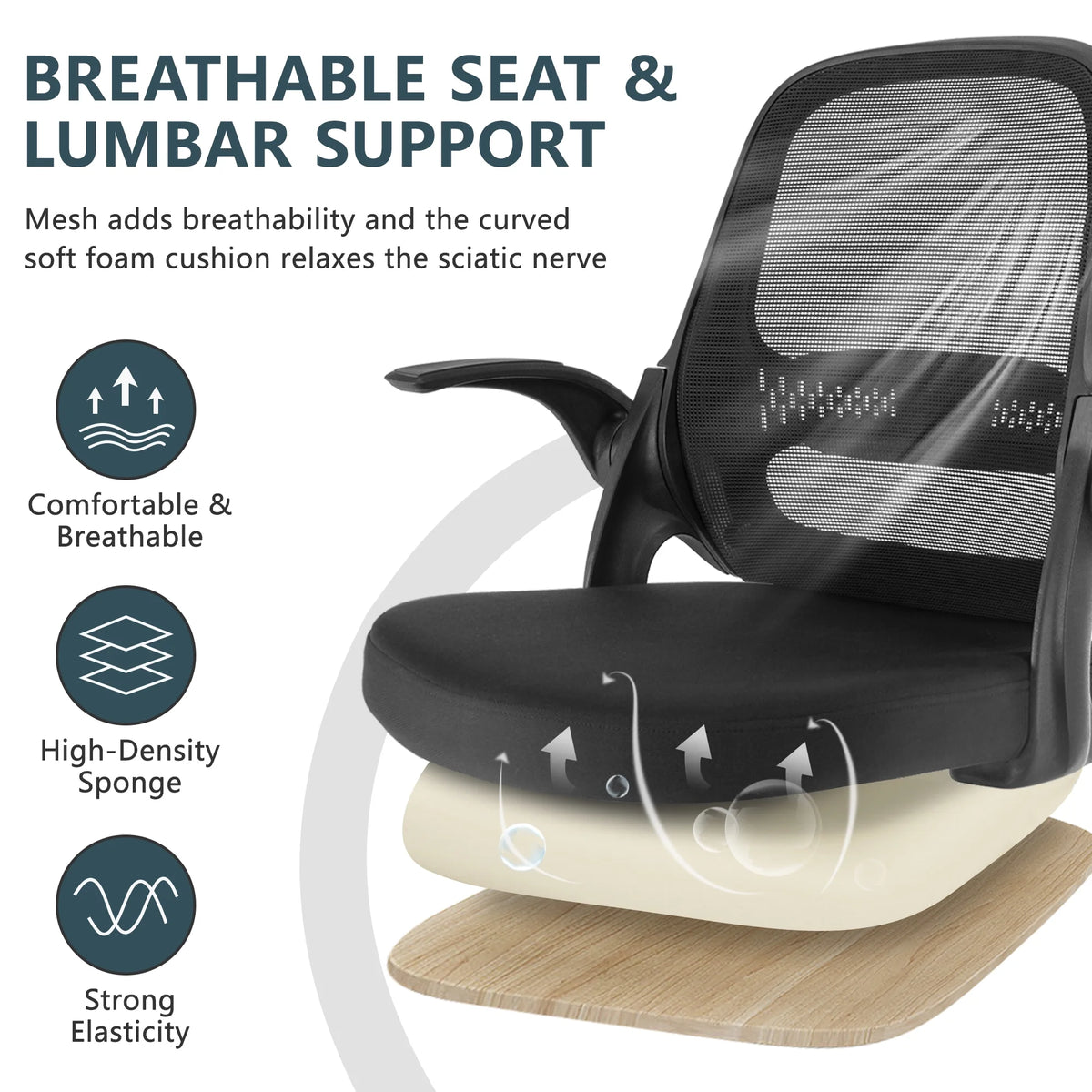 Black Office Chair with Flip-up Armrests I52634