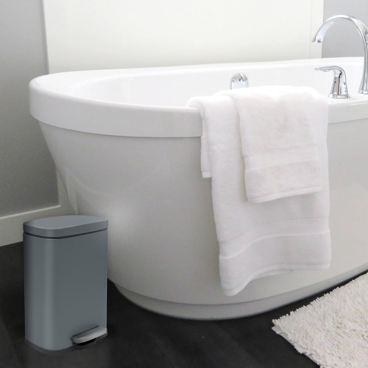 Matte Dark Gray Stainless Steel Step Trash Can G960