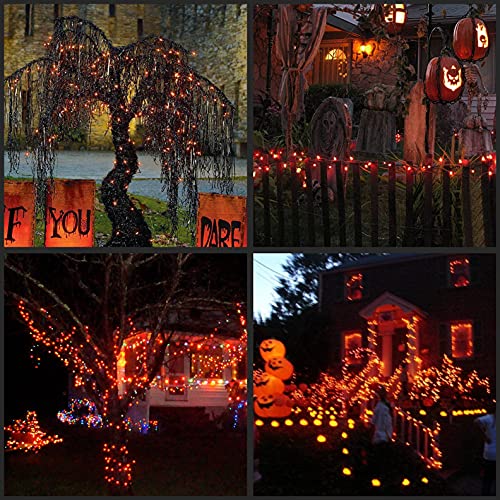 200 Orange LED Christmas Lights Black Wire 2 Strands 33 Feet C5459