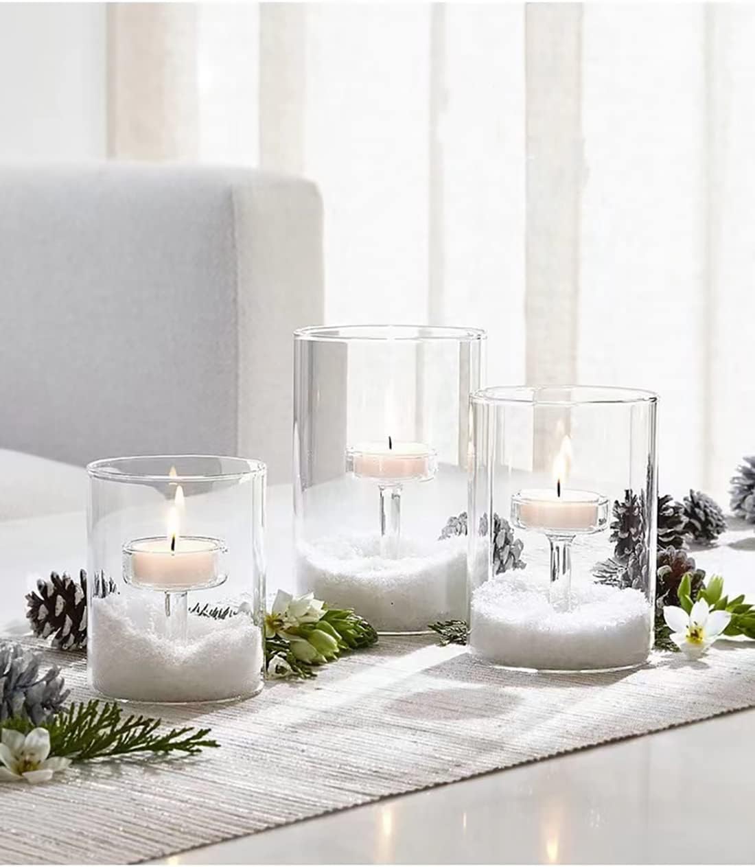 Clear Cylinder Hurricane Glass Candle Holder Set of 3 K176759
