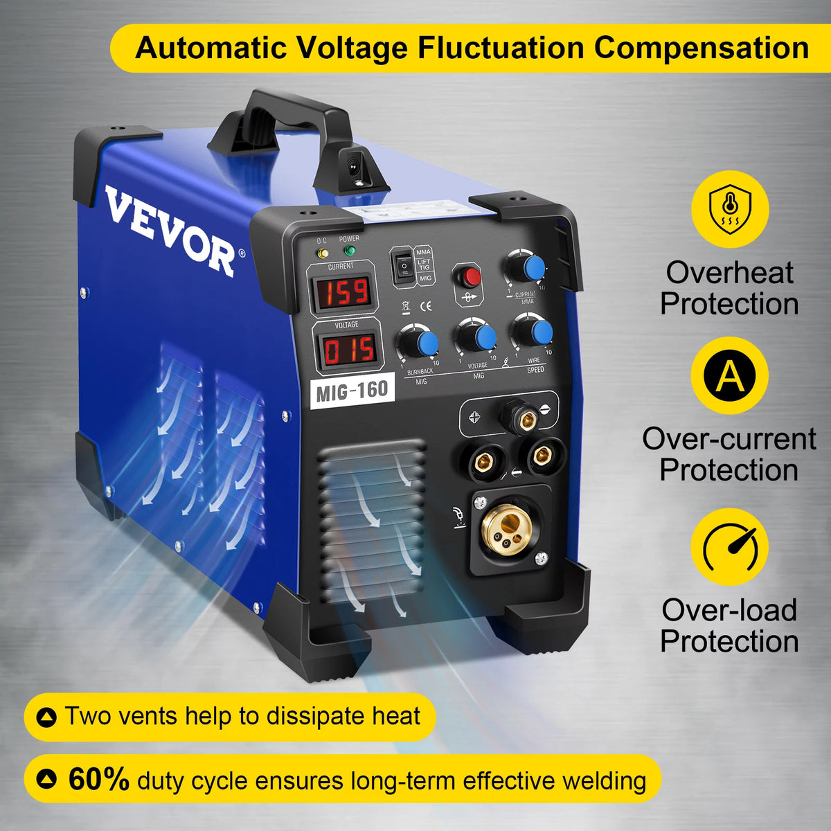 160 Amp 3 in 1 MIG TIG Arc Welder 110V/220V DC Welding Machine S3051