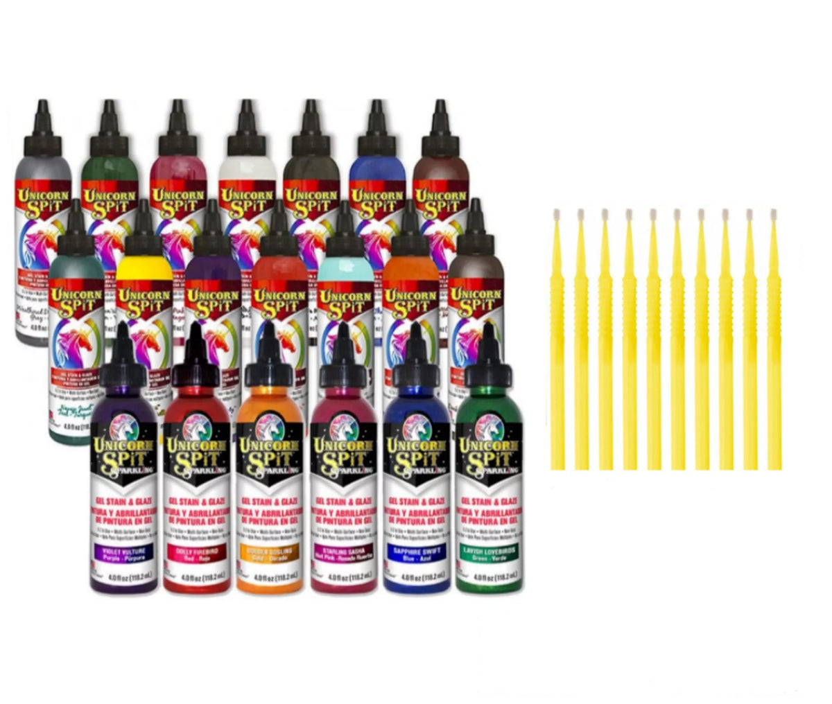 20 Complete Original & Sparkle Gel Stain & Glaze Paint Collection with 10 Fine Detail Sticks L81023