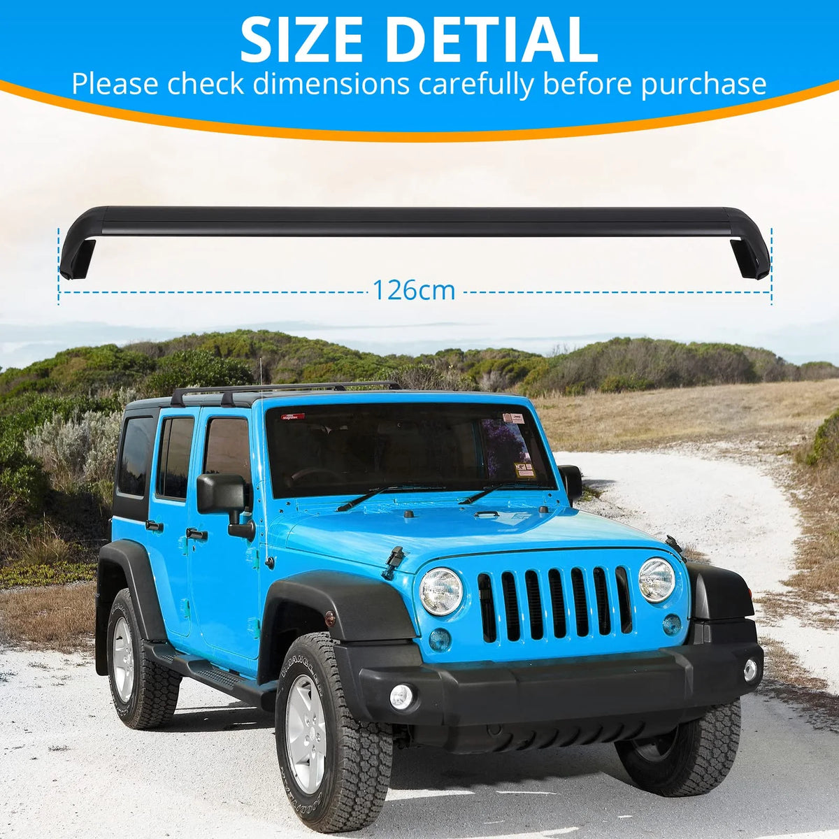 Heavy Duty Steel Roof Rack Cross Bar for Jeep Wrangler JK JL Unlimited N964