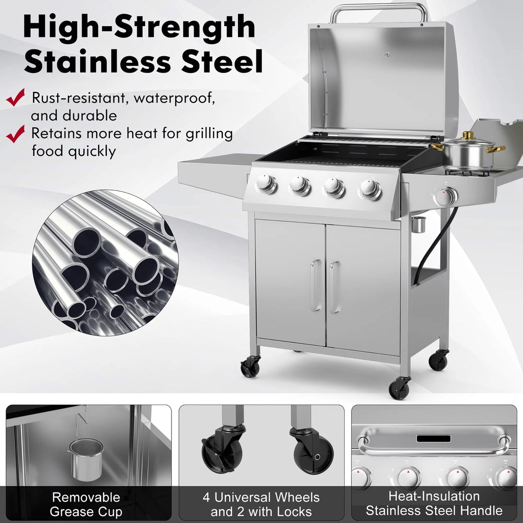5-Burner Propane Gas BBQ Grill with Side Burner E506879