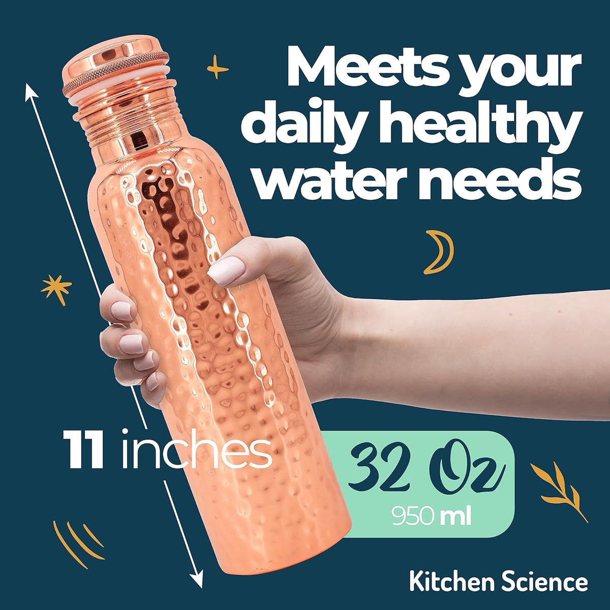 Copper Water Bottle 34oz 1000 ml with Copper Tumbler Carrying Bag F36529