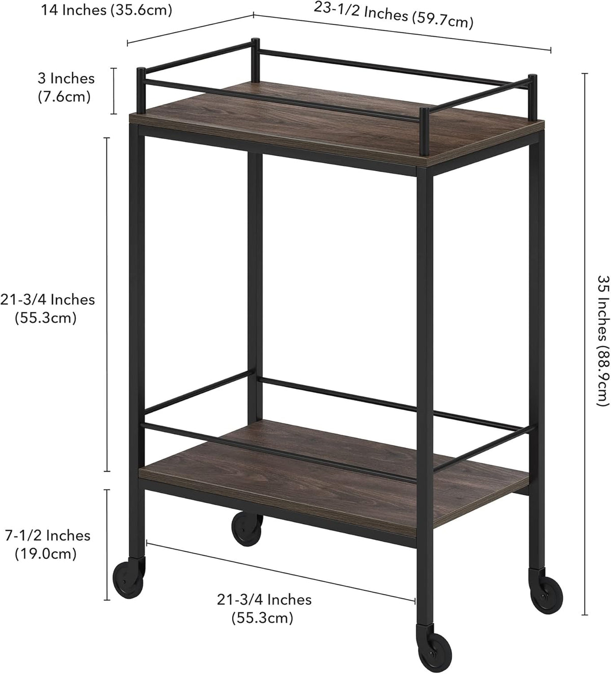 23.5'' Wide Rectangular Bar Cart I120