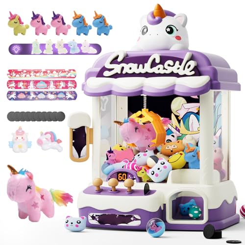 Large Claws Machines for Kids, Unicorns Toys, Candy Dispenser Games Mini Vending Toy with Slap Bracelet E656