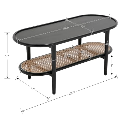Walnut Oval Cane Coffee Table N495546
