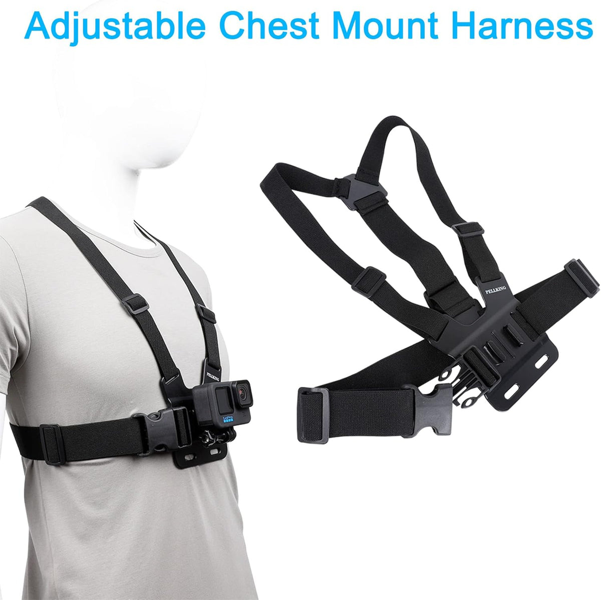 Quick Release Head Strap Mount + Chest Mount Harness + Backpack Clip Holder + 360° Rotating Wrist Strap F57555