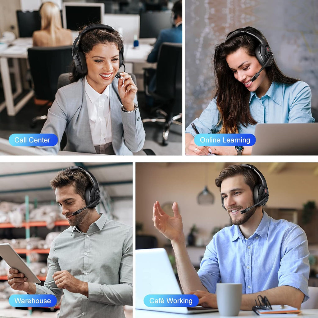 Bluetooth Headsets with Microphone & USB Dongle, 30 Hours Talk Time, Over-Ear Wireless Headphone S54563