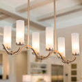 Gold Frosted Glass Linear Chandelier 6-Light 30" H626