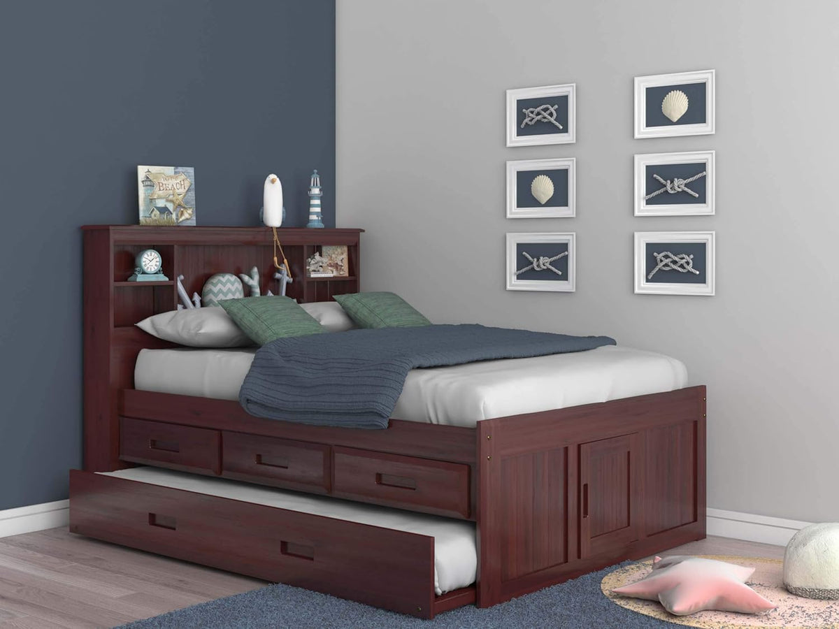 Full Captain's Bed in Merlot M5265