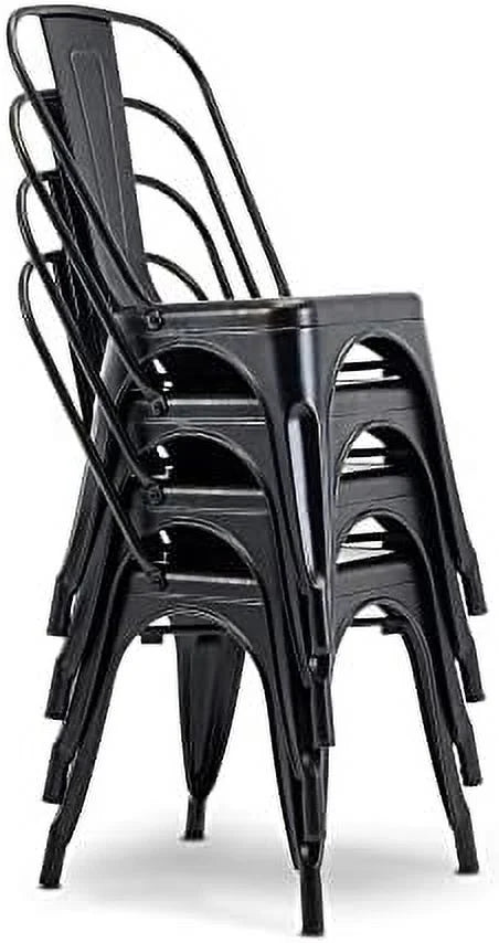 Metal Dining Chairs Set of 4 Stackable Weather Resistant A722
