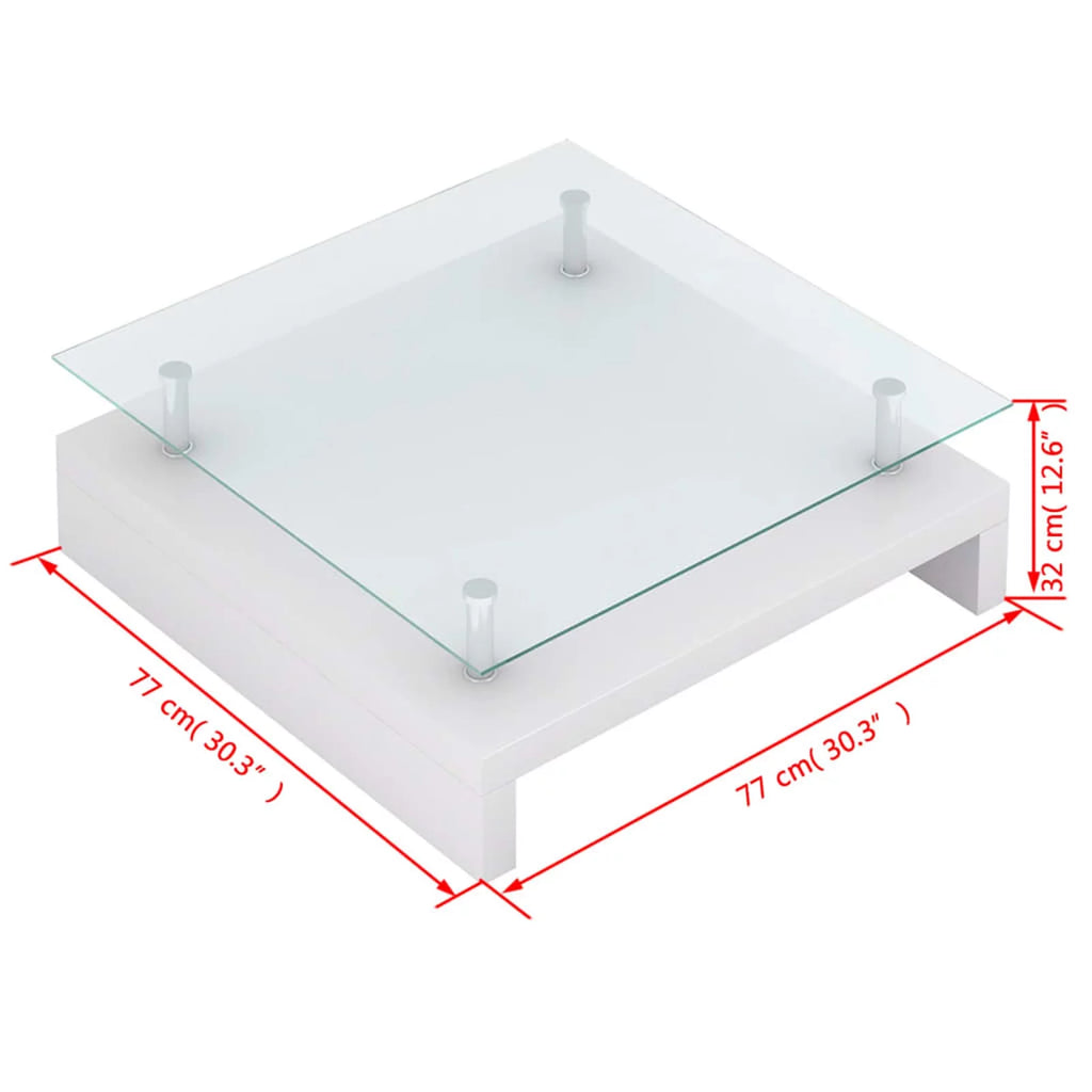 White Glass Coffee Table U562505