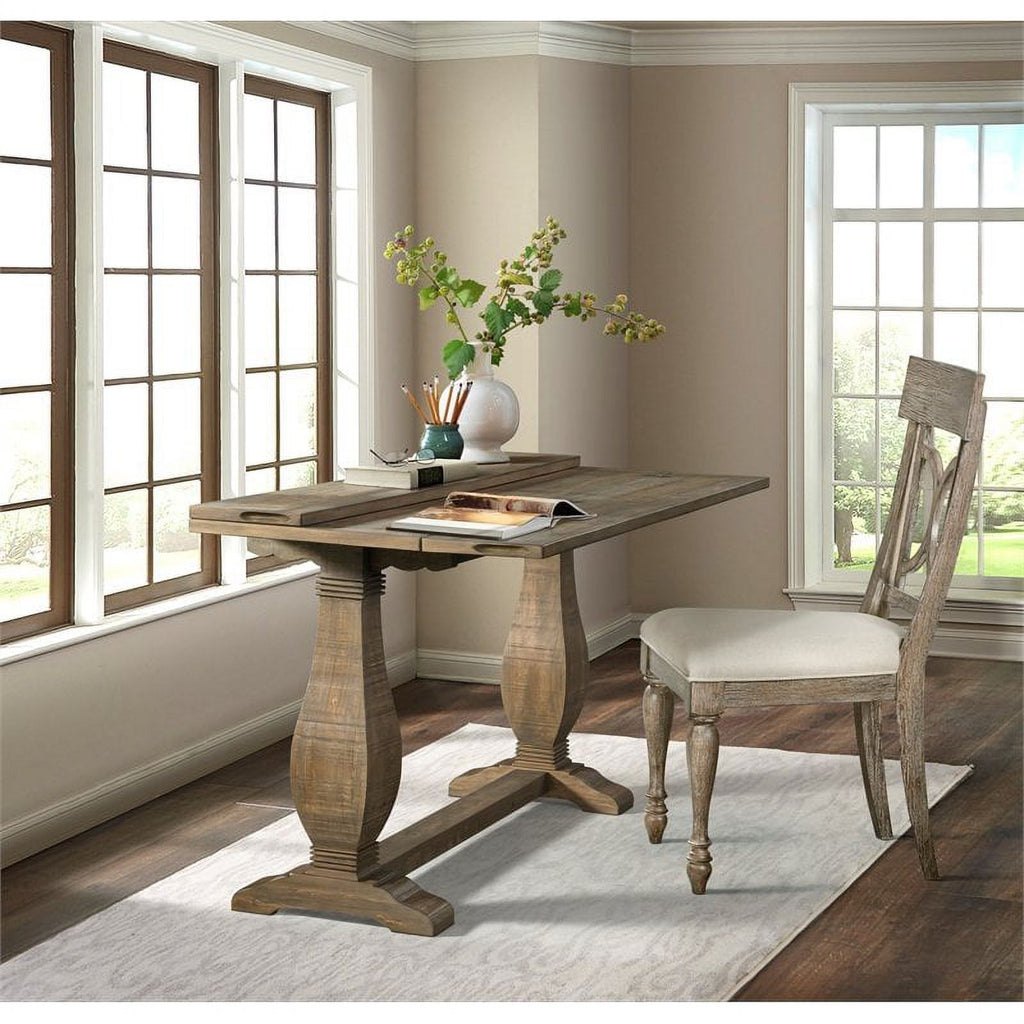 Reclaimed Natural Brown Solid Wood Flip Top Sofa Table L92336