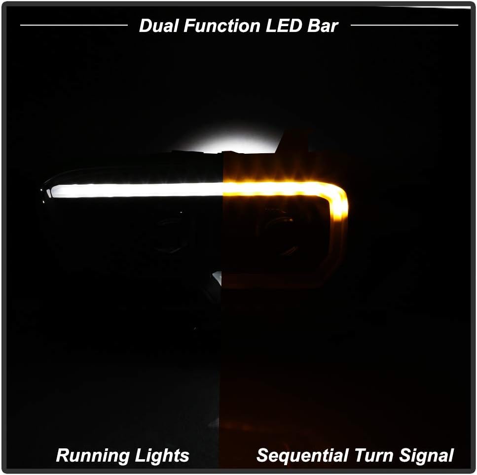 Black Smoked LED Sequential DRL Headlamps S14056