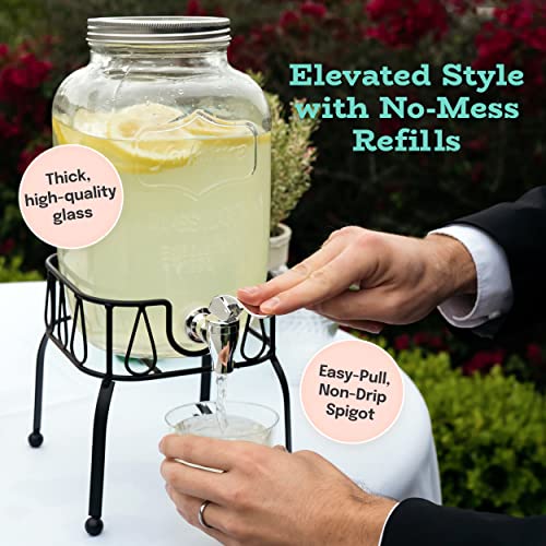 Glass Drink Dispenser Set of 2 1 Gallon with Stand K844230