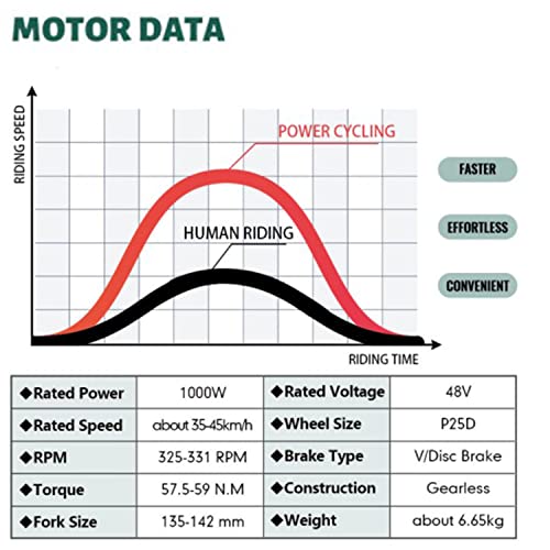 48V 1000W Brushless Gear Hub Motor Electric Bike Conversion Kit E74805