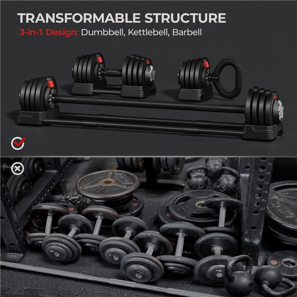 Black 3-In-1 Dumbbell Weight Set with Anti-Slip Handle G962756
