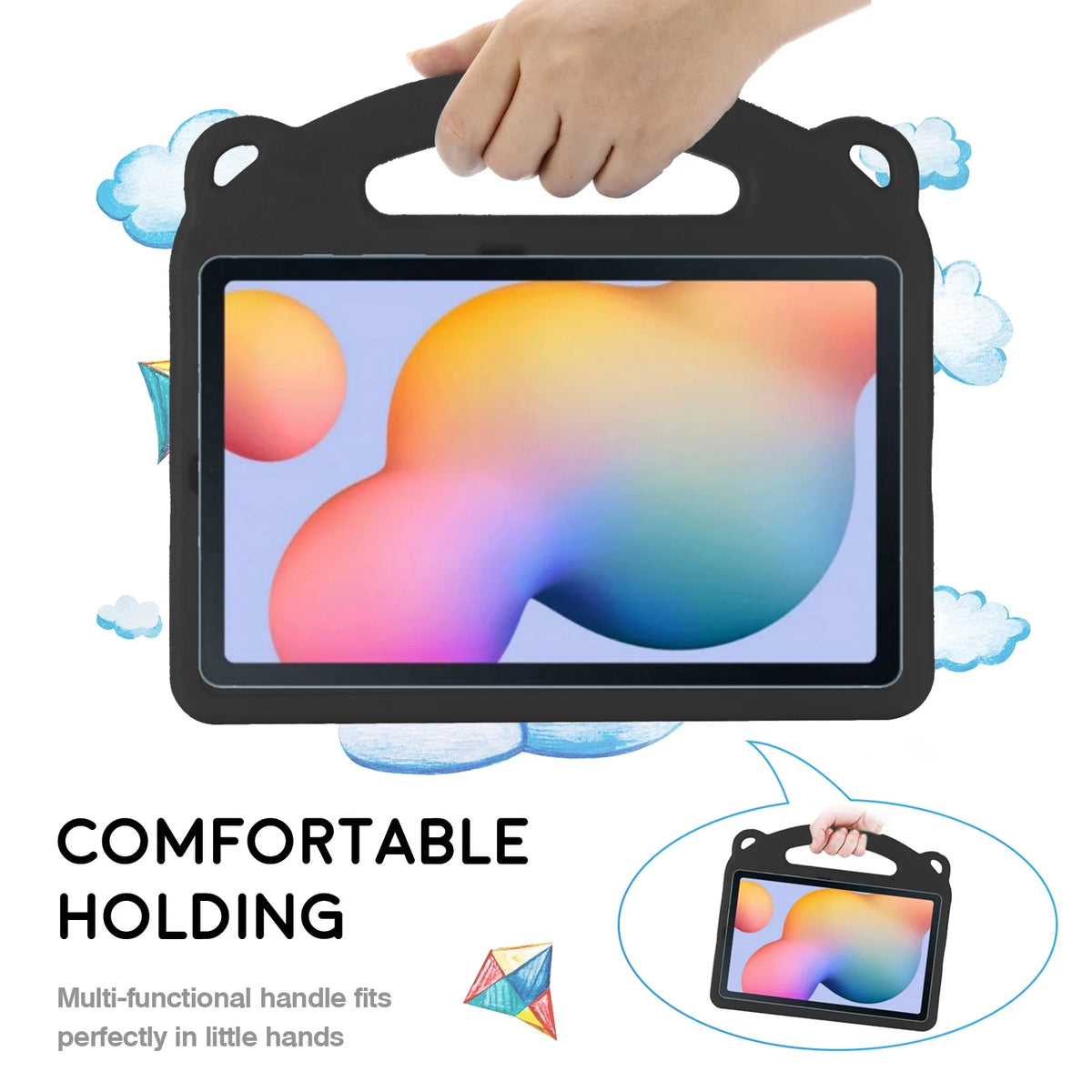 Kids Protective Case for 9.7-inch iPad 5th 6th Gen / iPad Air 1 / iPad Air 2 - Black J7820