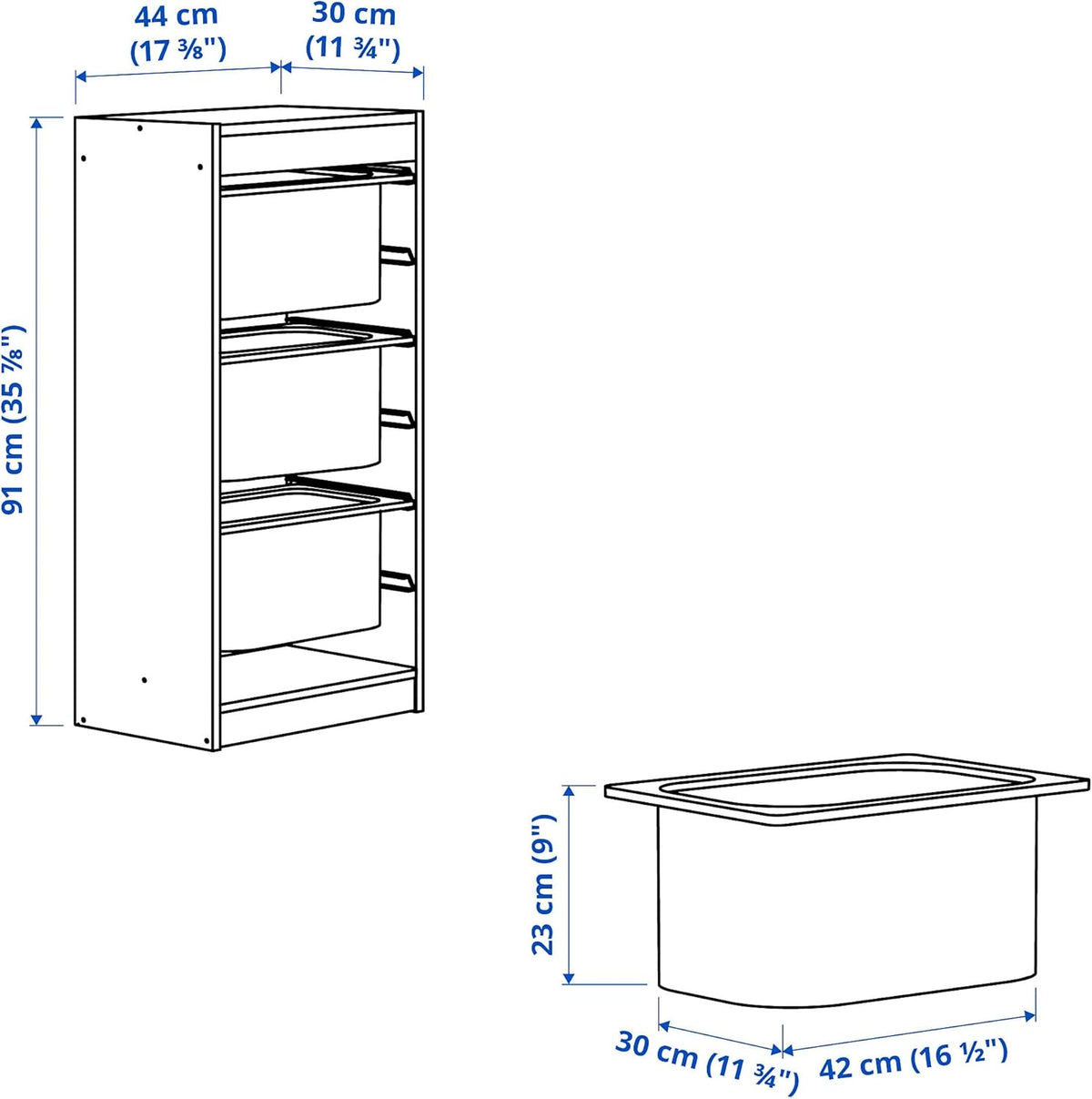 Light white stained pine/pink storage combination with boxes, 44x30x91 cm O9438