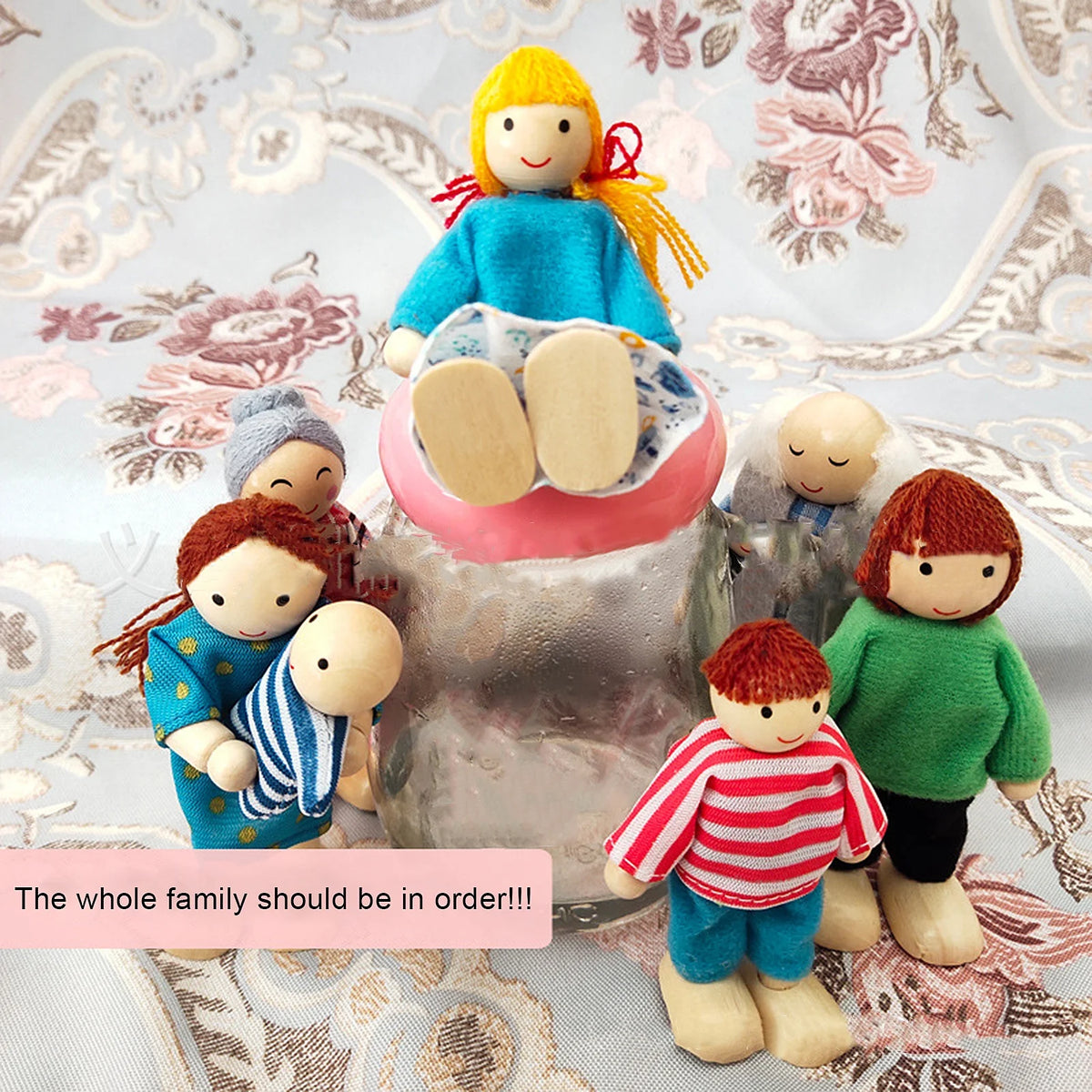 7Pcs/Set Mini Wooden Movable Jointed Doll L5639