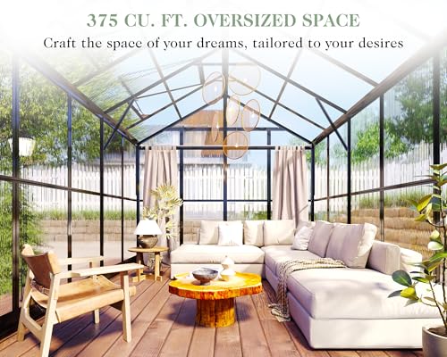 Black 8x10x7.5 FT Aluminum Polycarbonate Greenhouse E119