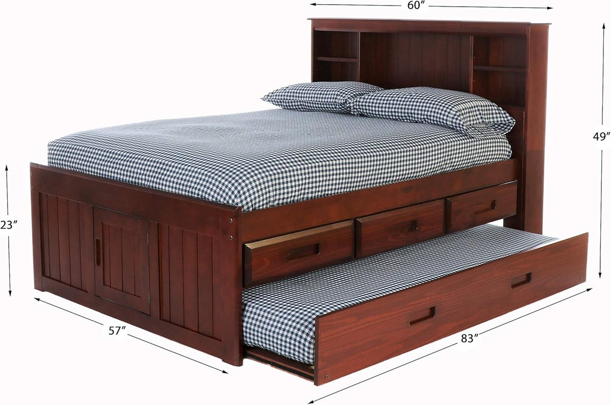 Full Captain's Bed in Merlot M5265