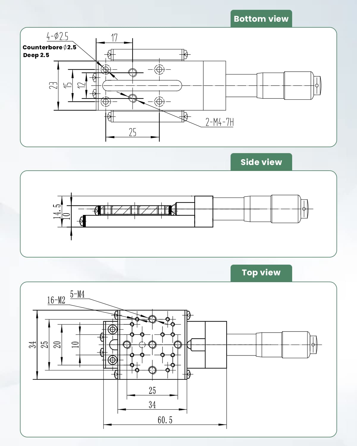 13mm Travel Precision Displacement Optical Sliding Table E516