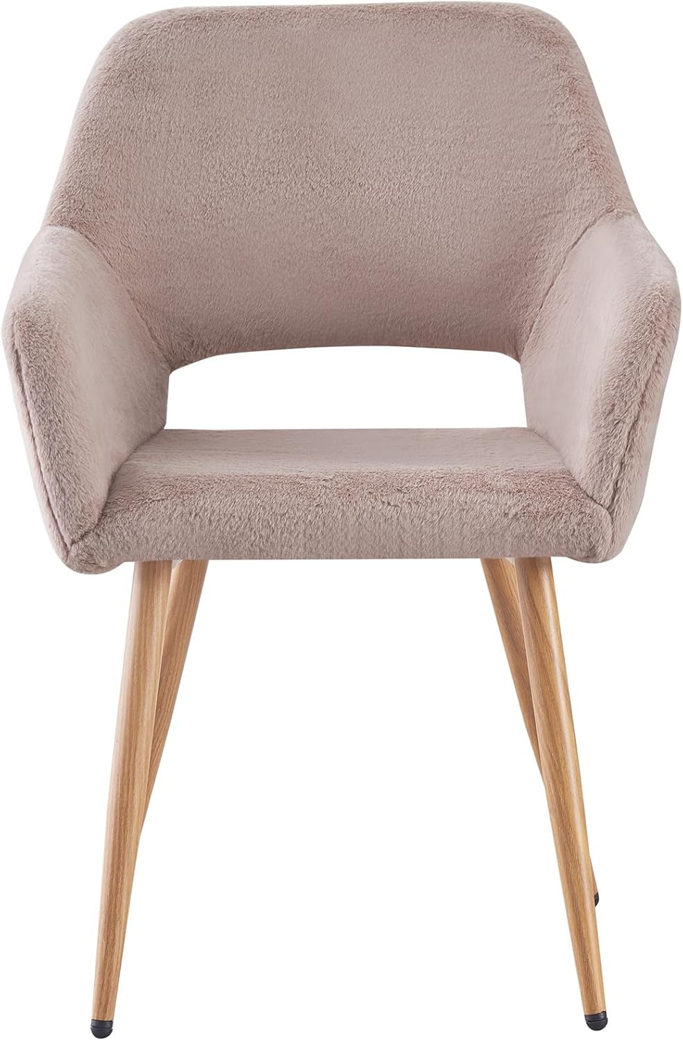 Grey Faux Fur Side Chair with Wood Metal Legs A856958