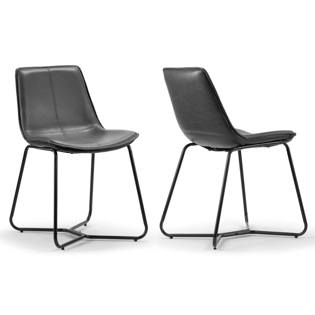 Brown Faux Leather Dining Chairs Set of 2 P8501