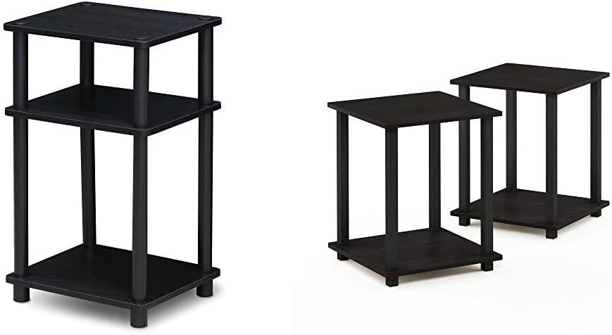 3-Tier End Table, 1-Pack, Americano/Black & Simplistic End Table, Espresso/Black N5312