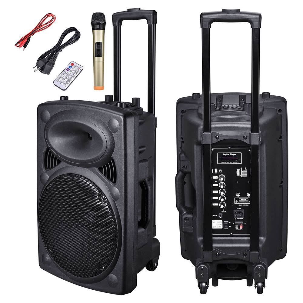 Portable Active PA Speaker with Bluetooth and Wireless Microphone F388