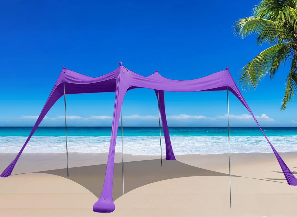 Family Beach Tent Sunshade Pop Up Sun Shelter 4 Pole with Carry Bag R9798