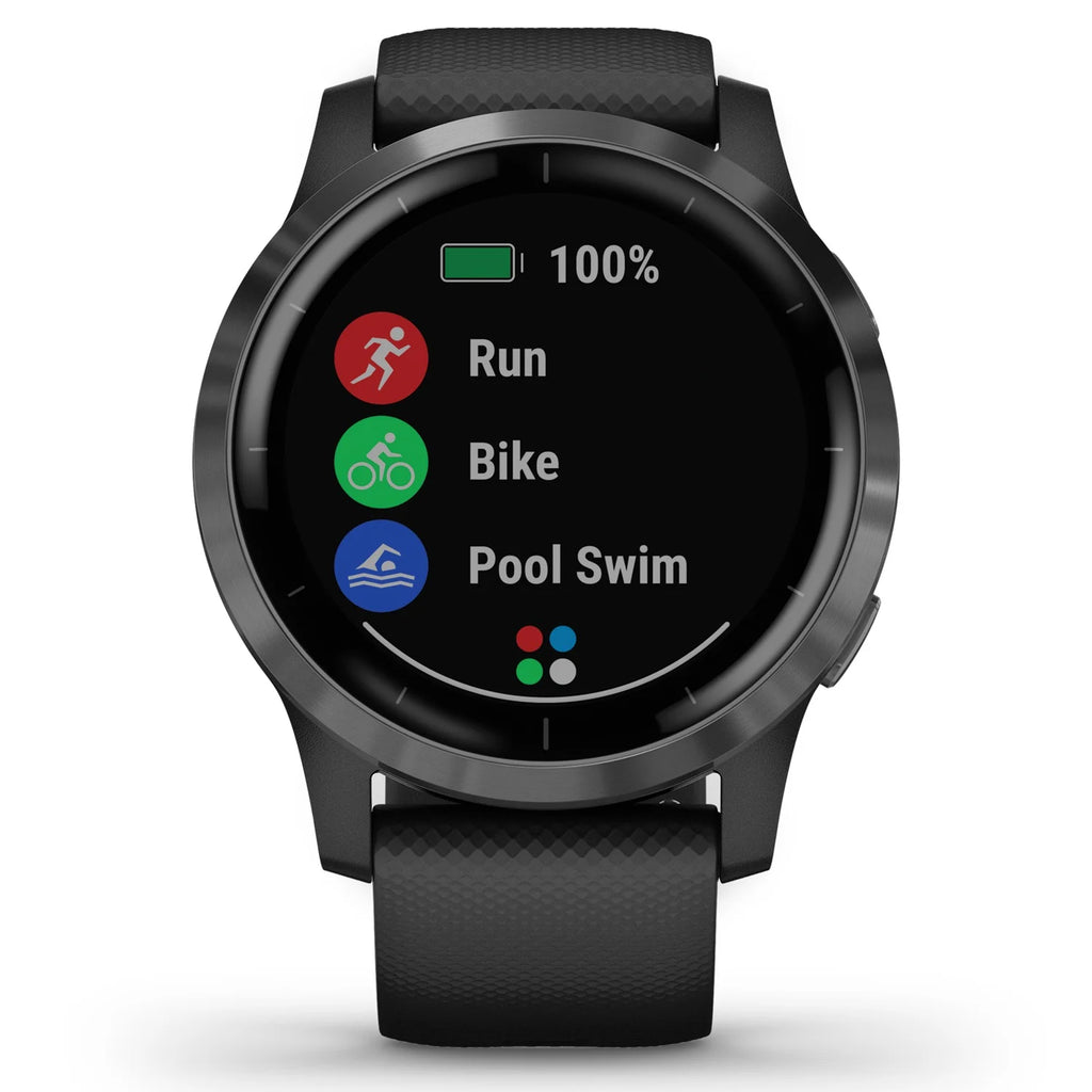 vívoactive 4 Slate Stainless Steel Bezel Black Case Silicone Band P8393