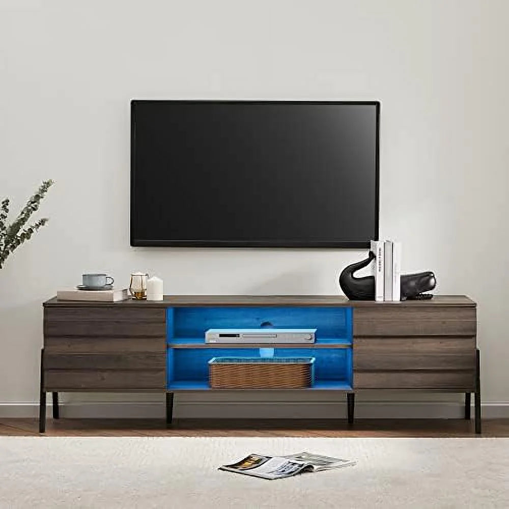 Mid-Century TV Stand with LED Lights and Metal Legs D370381