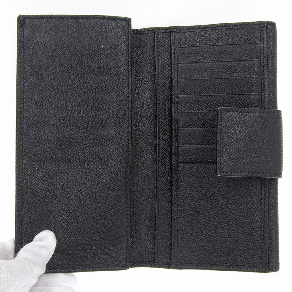 Pre-Owned Black Leather Long Wallet X21551