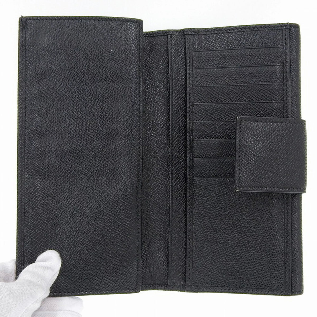 Pre-Owned Black Leather Long Wallet X21551