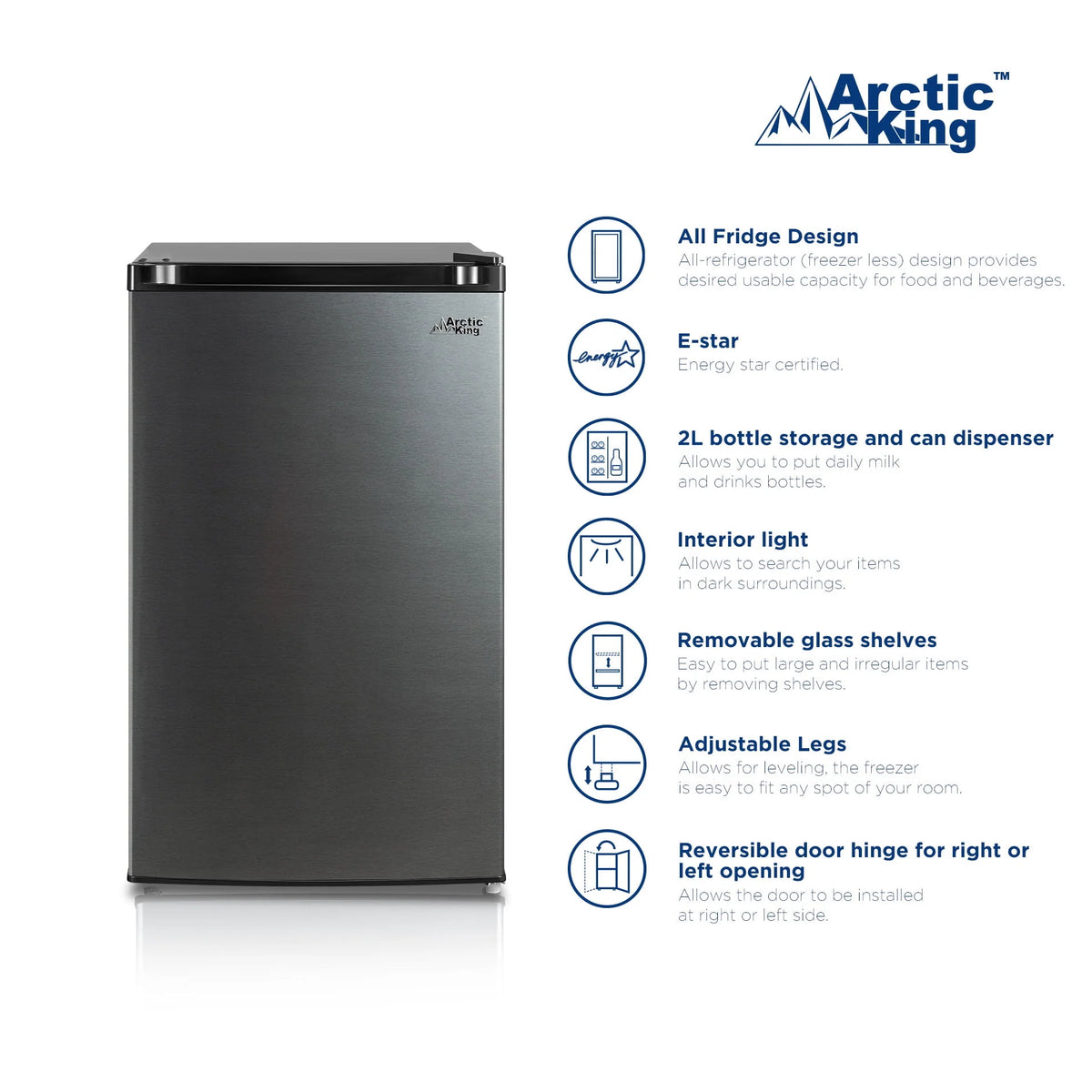 4.4 Cu ft Black Stainless Steel Look Mini Fridge R2183