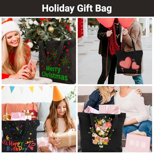 6 Packs Canvas Tote Bag with Zipper B126491