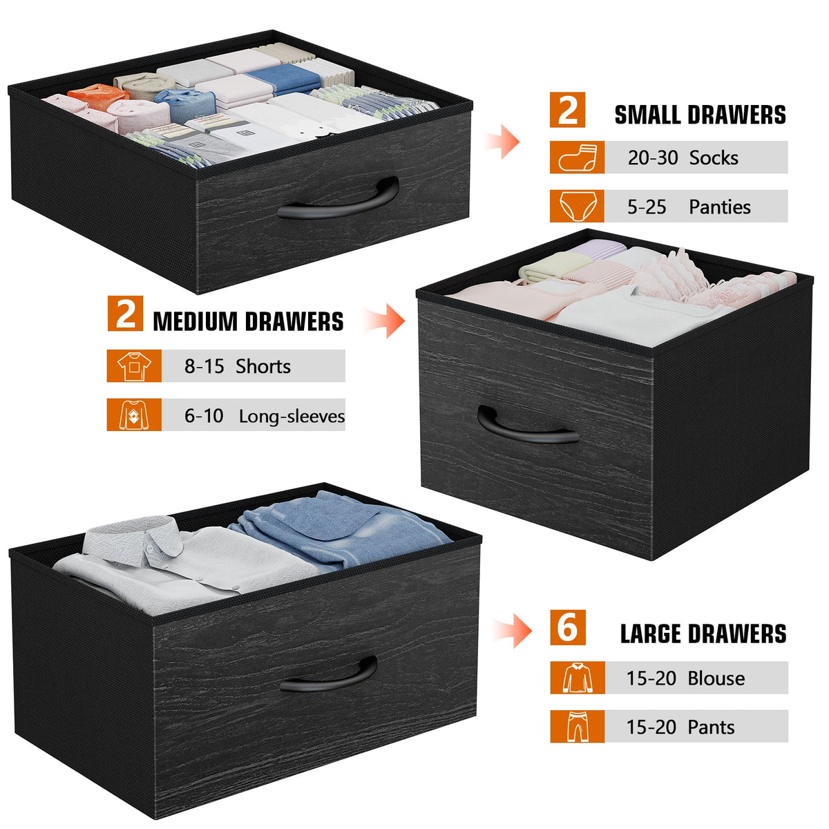 Brown 10 Drawer Fabric Dresser B287