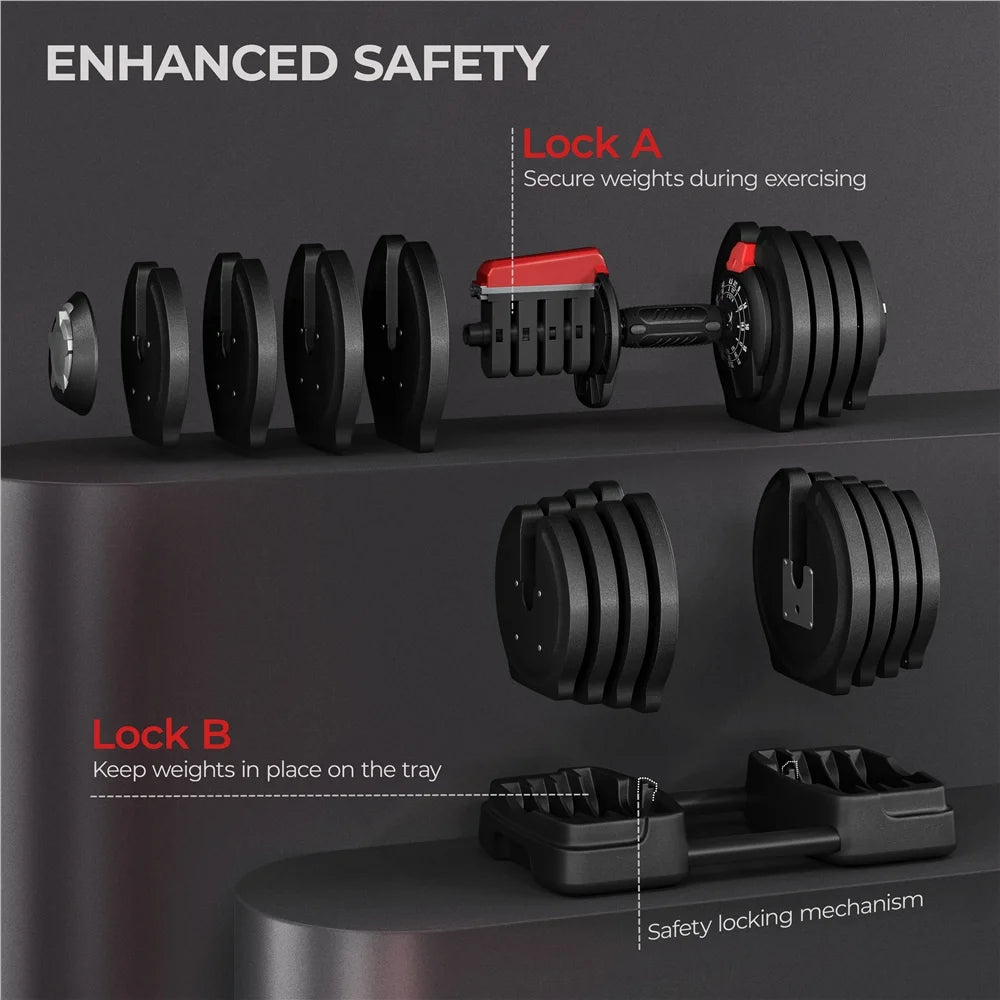 Black 3-In-1 Dumbbell Weight Set with Anti-Slip Handle G962756