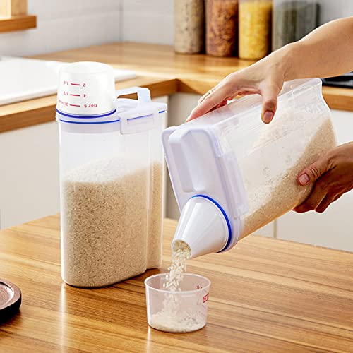 2Pack BPA Free Plastic Airtight Rice Storage Bin Cereal Containers Dispenser G9363