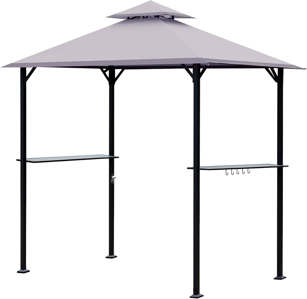 8 x 5 Ft Grill Gazebo with Steel Shelves and LED Lights X450503