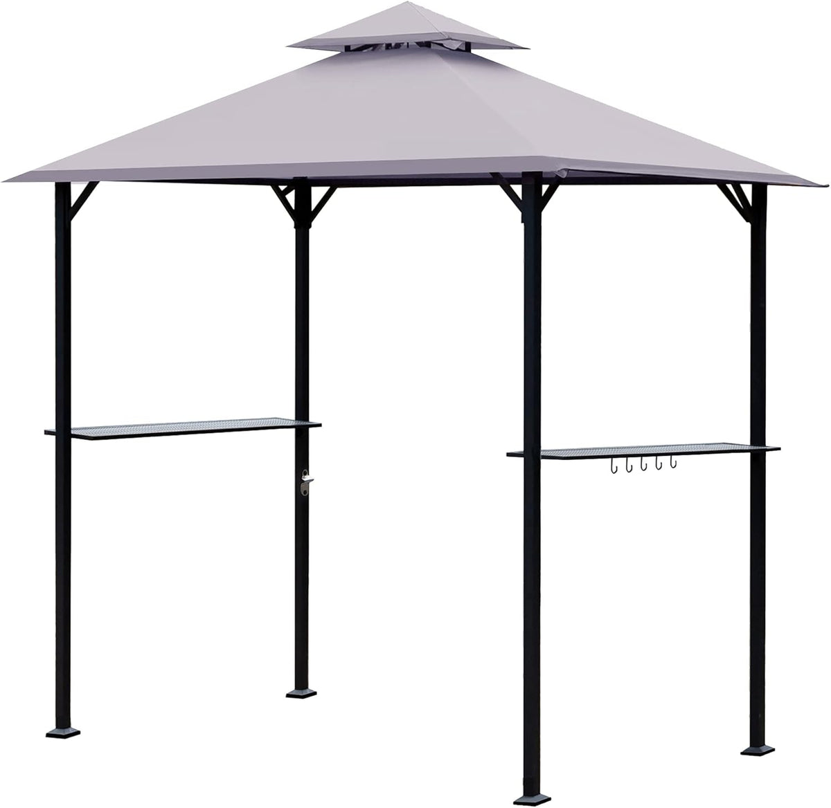8 x 5 Ft Grill Gazebo with Steel Shelves and LED Lights X450503