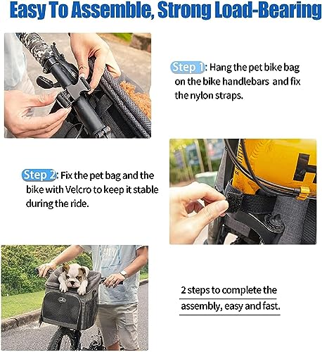 Dog Bike Basket Carrier with Reflective Strips and 2 Side Storage Pockets R310139