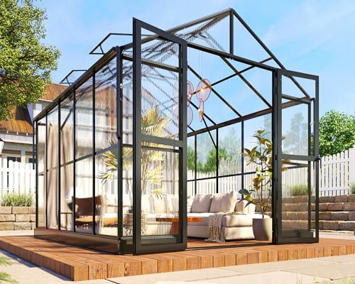 Black 8x10x7.5 FT Aluminum Polycarbonate Greenhouse E119