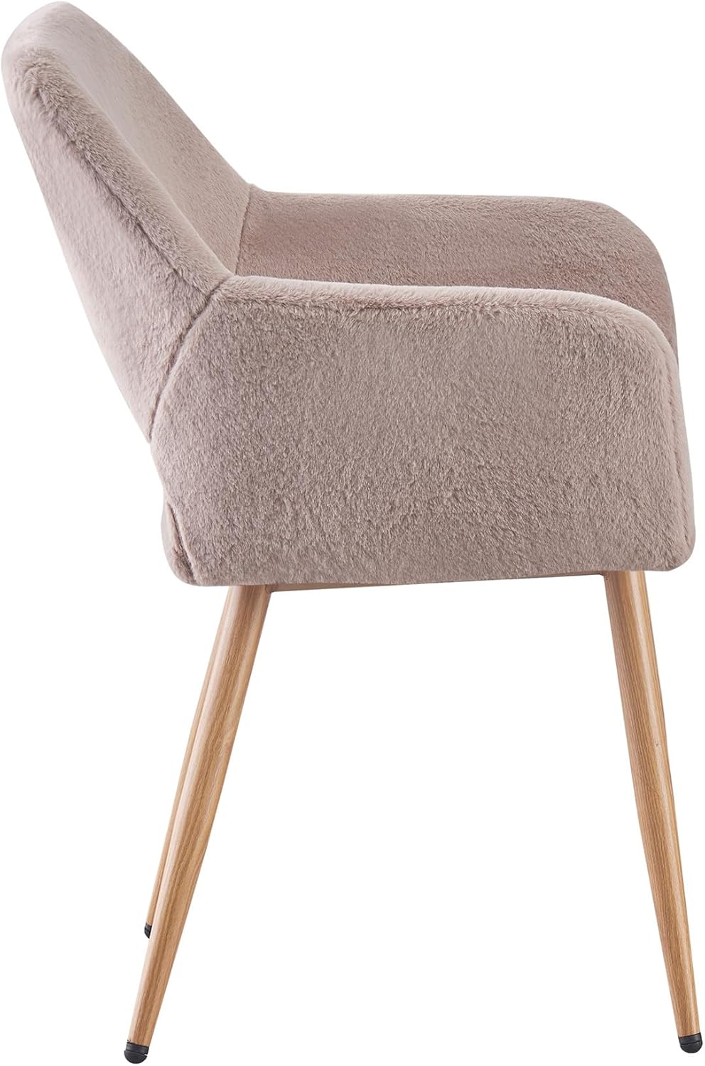 Grey Faux Fur Side Chair with Wood Metal Legs A856958